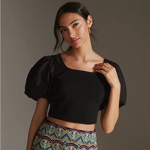 Anthropologie Puff Sleeve Tie Back Top
